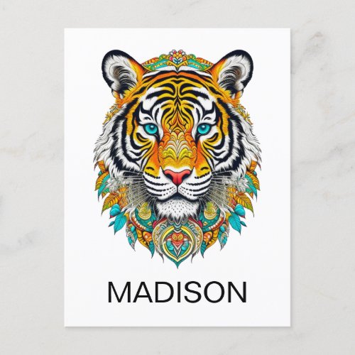 Custom Boho Hippie Floral Year of the Tiger  Postcard