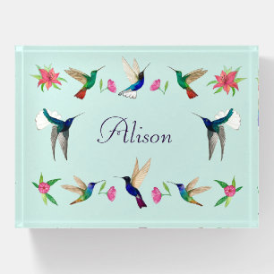 Custom Boho Hummingbirds Paperweight