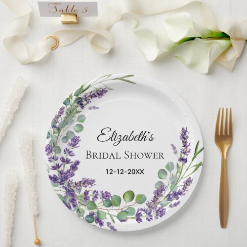 Custom Boho Lavender Eucalyptus Bridal Shower  Paper Plates
