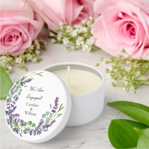 Custom Boho Lavender Eucalyptus Engagement Party Mini Candle Favors