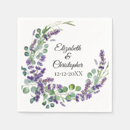 Custom Boho Lavender Eucalyptus Wedding Napkins