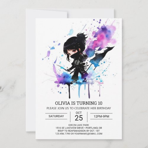 Custom Boho Little Ninja Birthday Invitation