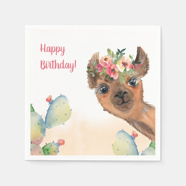 Custom Boho Llama  Napkins (Front)