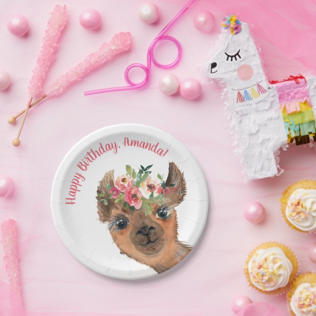 Custom Boho Llama  Paper Plates (Party)