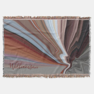 Custom Boho Marble Watercolor Fall Stripes Earthy Throw Blanket