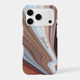 Custom Boho Marble Watercolor Retro Stripes Earthy iPhone 17 Pro Case