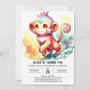 Custom Boho Monkey Birthday Invitation