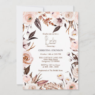 Custom Boho Nature Wildflower Photo Baby Shower Invitation