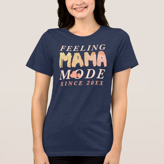 Custom Boho New Mama Quote Since Year Heart Simple Tri-Blend Shirt (Front)