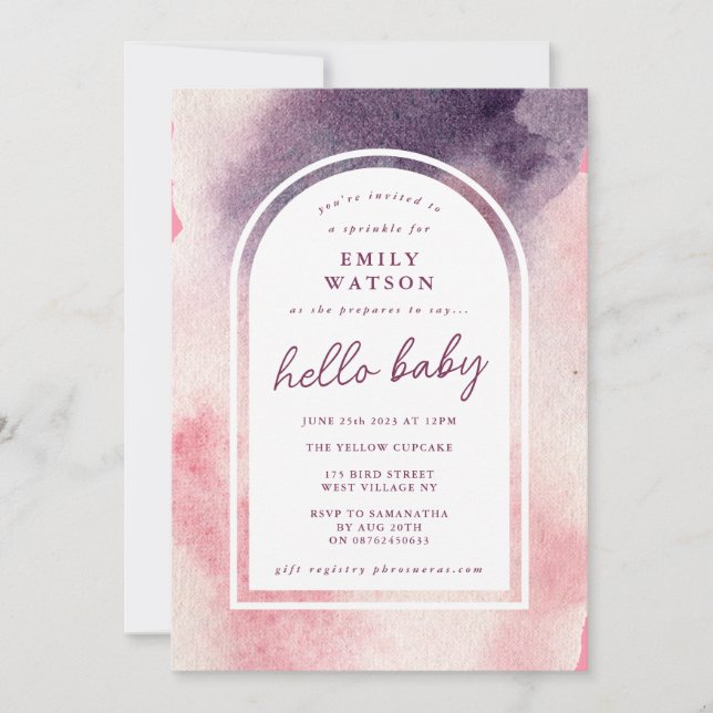 Custom Boho Ombre Arch Gender Neutral Baby Shower Invitation (Front)
