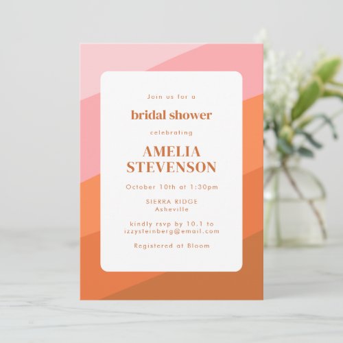 Custom Boho Pink Orange Terracotta Bridal Shower Invitation
