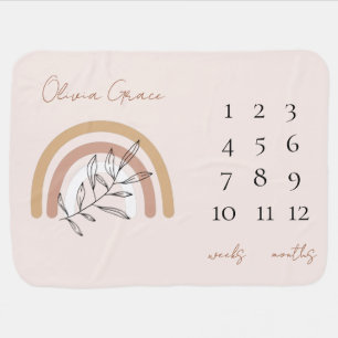 Custom Boho Rainbow Baby Name Milestone Blanket