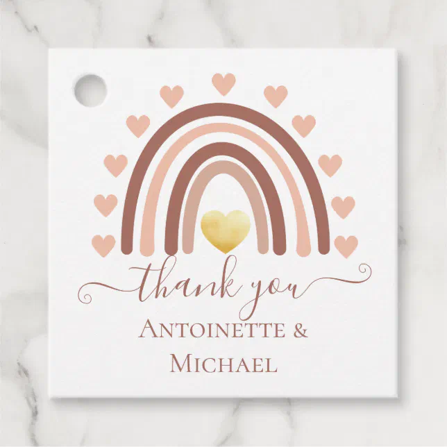 Custom Boho Rainbow Baby Shower Thank you Favor Tags | Zazzle