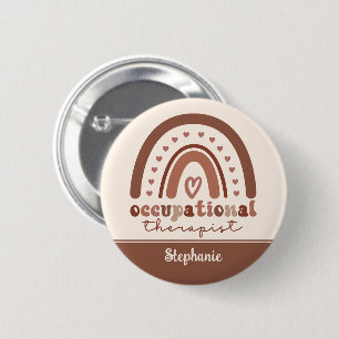 Custom Boho Rainbow OT Occupational Therapist Button