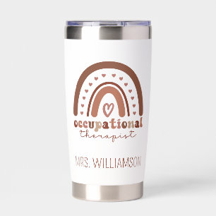 Custom Boho Rainbow OT Occupational Therapist Insulated Tumbler