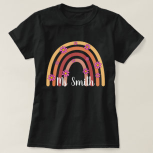 Custom Boho Rainbow Teacher , Personalized Teacher T-Shirt