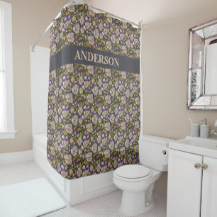 Custom Boho Rustic Leaves Print Shower Curtain