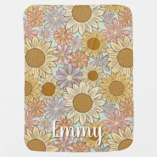 Custom Boho Sunflower Baby Blanket