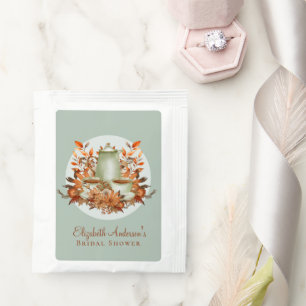 Custom Boho Terracotta Floral Sage Tea Party Event Bag Drink Mix