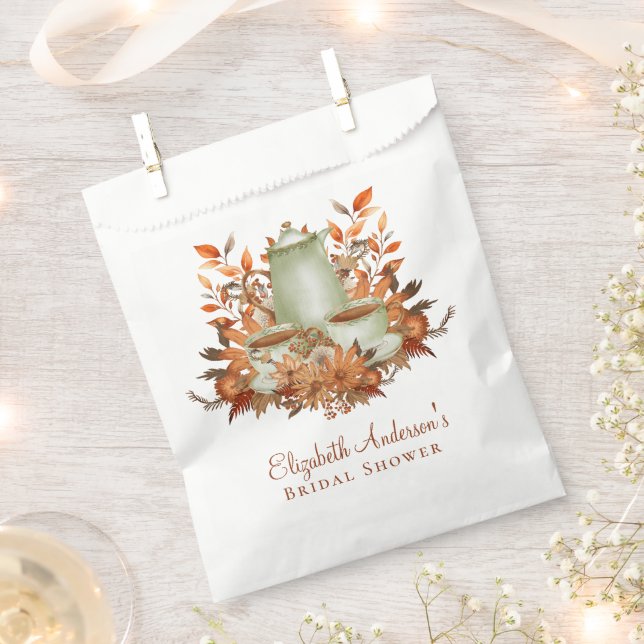 Custom Boho Terracotta Floral Sage Tea Party Event Favor Bag (Clipped)