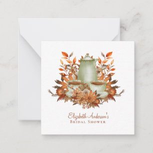 Custom Boho Terracotta Floral Sage Tea Party Event Note Card