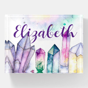 Custom Boho Watercolor Crystals Paperweight