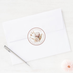 Custom Boho Watercolor Wildflowers Return Address Classic Round Sticker