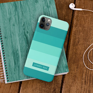 Custom Bold Aqua Turquoise Blue Green Art Stripes iPhone 13 Case