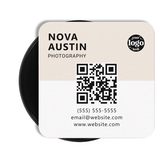 Custom Bold Minimal Company Logo Modern QR Code Square Business Card (Creator Uploaded)
