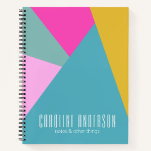 Custom Bold Pastel Geometric Color Block Design Notebook