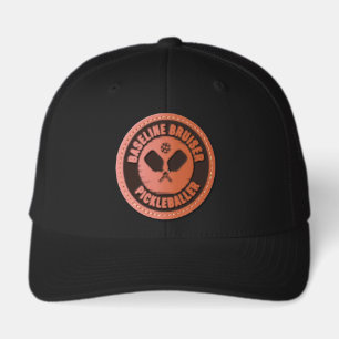 Custom Bold Pickleballer Badge Coach Gift Leather Patch Hat