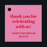 Custom Bold Pink Red Modern Bat Mitzvah Thank You Favor Tags<br><div class="desc">Custom Bold Typography Bright Pink and Red Modern Bat Mitzvah Thank You Favor Tags</div>