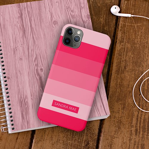 Custom Bold Summer Red Blush Pink Art Stripes iPhone 11 Pro Max Case