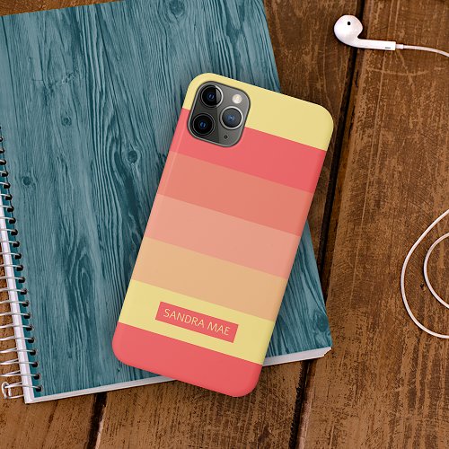 Custom Bold Summer Yellow Orange Red Coral Stripes iPhone 11 Pro Max Case