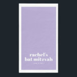 Custom Bold Typography Modern Lavender Bat Mitzvah Paper Guest Towels<br><div class="desc">Custom Bold Typography in Lavender and White Modern Bat Mitzvah Paper Guest Towels</div>