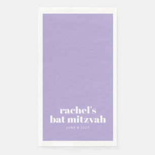 Custom Bold Typography Modern Lavender Bat Mitzvah Paper Guest Towels