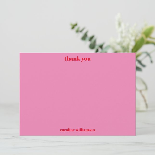 Custom Bold Typography Pink Red Bridal Shower Thank You Card (Standing Front)