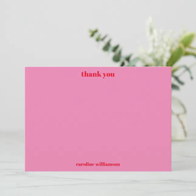 Custom Bold Typography Pink Red Bridal Shower Thank You Card | Zazzle