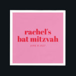 Custom Bold Typography Pink Red Modern Bat Mitzvah Napkins<br><div class="desc">Custom Bold Typography Bright Pink and Red Modern Bat Mitzvah Napkins</div>
