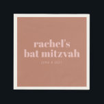 Custom Bold Typography Terracotta Pink Bat Mitzvah Napkins<br><div class="desc">Modern and simple personalized bat mitzvah napkins with bold typography in terracotta and pink.</div>