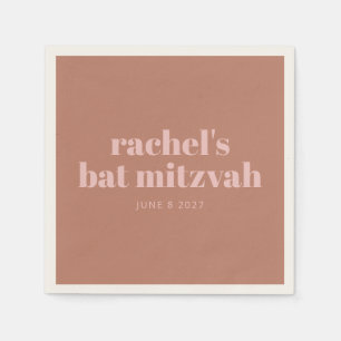 Custom Bold Typography Terracotta Pink Bat Mitzvah Napkins