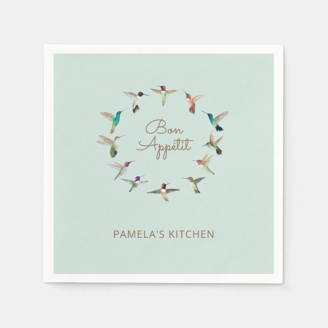 Custom Bon Appétit California Hummingbirds Napkins (Front)
