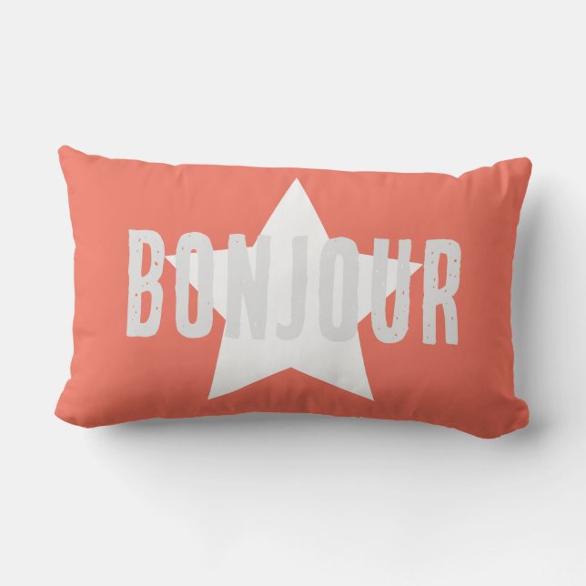 Custom Bonjour pink minimalism background Lumbar Pillow (Back)