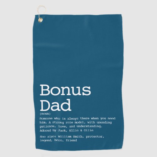 Custom Bonus Dad Stepdad Definition Blue Golf Towel