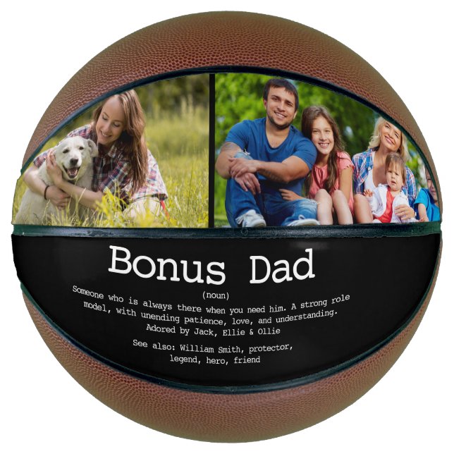 Custom Bonus Dad Stepdad Definition Photo Basketball (Front)