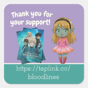 Custom Book Cover Character Thank You Author  Square Sticker