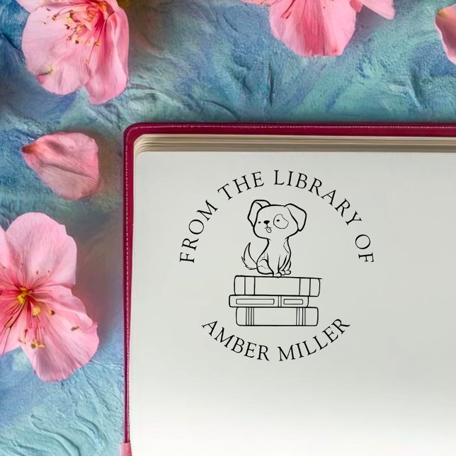 Custom Book | Cute Dog on Books Rubber Stamp (Creator Uploaded)