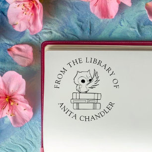Custom Book Cute Owl on Books Self-inking Stamp