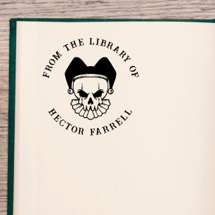Custom Book   Gothic Jester Skull  Rubber Stamp