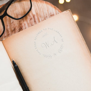 Custom Book Initials Round & Botanical  Embosser